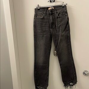 7 for all mankind HW slim kick Distressed Black Denim Jeans